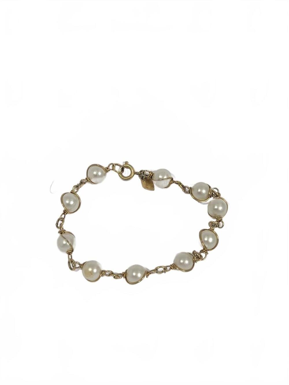 Vintage Sarah Coventry Bracelet Caged Pearl Gold tone